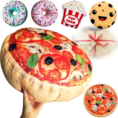 Obrázok produktu pre KISSEN Donut XXL 45 cm, Pop Corn, Pizza, Cookie vankúš s darčekovým obalom ZDARMA, Detský vankúš materiál, Vankúš pre deti (Pizza XXL)