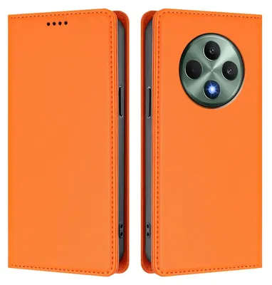 Produktbild von Handyhülle für Oppo Reno12 F 5G/Reno12 F 4G, Kunstleder Klapphülle Stoßfeste Magnetische Hülle mit Ständer Orange