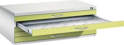 Produktbild von CP 7100 Planschrank lichtgrau, viridingrün 5 Schubladen 110,0 x 76,5 x 42,0 cm