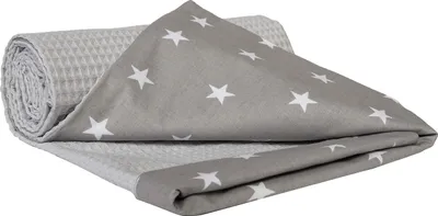 Produktbild von Babydecke für babys Baumwolle, 75x100, Weiße Sterne mit Grauem Waffle