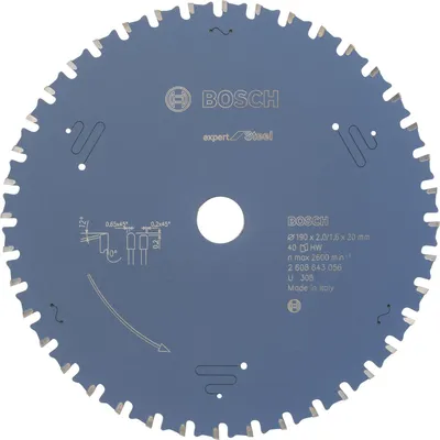 Obrázok produktu pre Bosch 2 608 643 056 - Expert pre oceľový pílový kotúč (190 x 20 x 2,0 mm, 40)