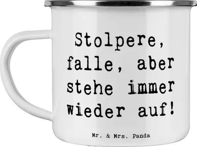 Produktbild von Mr. & Mrs. Panda Haferl Spruch Fehler machen und daraus lernen - Weiß - Geschenk, Ermutigung, Vertrauem, Emaille Tasse, Pott, Trost, Stärke, Becher, Zuversicht, Mutmacher