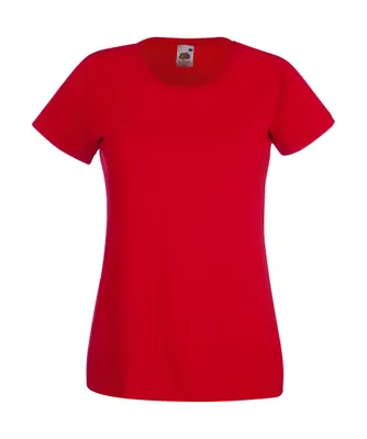 Produktbild von Fruit of the Loom Damen Rundhals Basic T-Shirt Shirt Kurzarm, Größe:M (12), Farbe:Rot