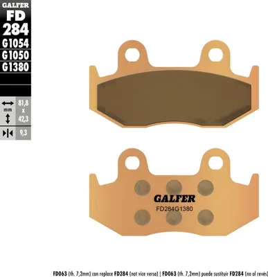 Immagine prodotto di Pastiglie freno Galfer FD284G1380 in metallo sinterizzato SCOOTER posteriori compatibili con Yamaha YFZ Performance Race R X Special Bill Balance 450 cc