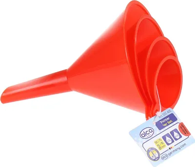 Produktbild von alca® Trichter 4er Set – Ø 50/75/95/115 mm, öl- & säurebeständig, Polypropylen, rot