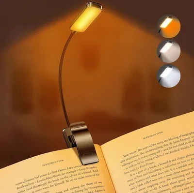 Produktbild von LED Leselampe Leselampe Buch Klemme, USB Wiederaufladbare Klemmleuchte, 360° flexibel einstellbar