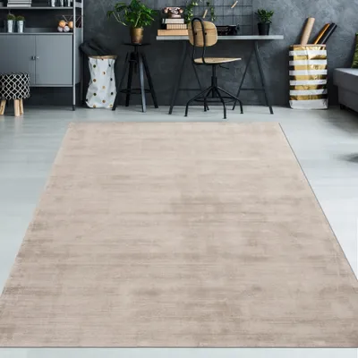 Image de Tapis de salon de haute qualité, fabriqué à la main, doux pour la peau, couleur beige, dimensions : 200 x 290 cm