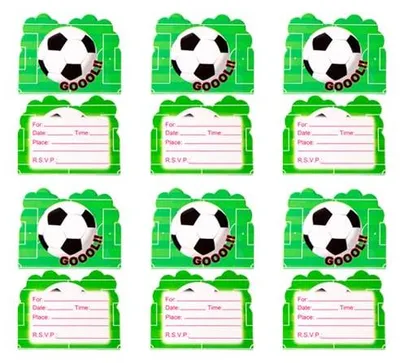 Fußball-Einladungskarten, 10 Stück, Cartoon, mehrfarbig, Kindergeburtstag