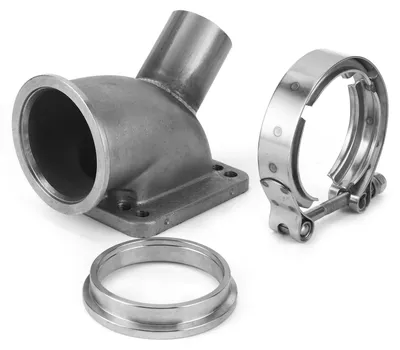 Image de Adaptateur coude turbo à 90 degrés, bride en V de 2,5 pouces, kit de tube de décharge pour turbocompresseurs T3/T4