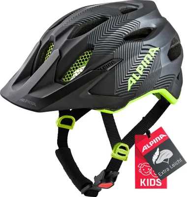 Produktbild von Alpina Carapax JR. - Leichter, Robuster & Sicherer Fahrradhelm Mit Fliegennetz & Optionalen LED-Licht Für Kinder, Black-neon-Yellow, 51-56 cm