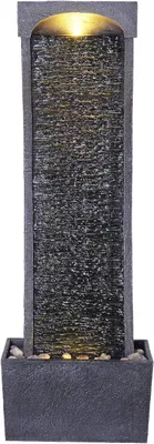 Zdjęcie produktu dla Fontanna zewnętrzna - ozdoba w kształcie wodospadu - dekoracja do ogrodu - z oświetleniem LED - 34 x 22 x 98 cm