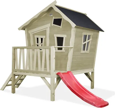 Produktbild von EXIT Crooky 300 Holz Spielhaus, Spielhaus für Draußen,Holz, Kinder, Graubeige