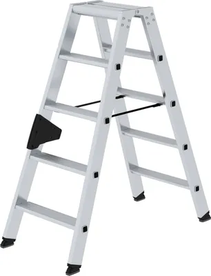 Productafbeelding van Günzburger stapscharnierladder, aluminium. 5 treden, 7,7 kg. Ladderhoogte: 1160 mm. Draagvermogen: 150 kg per trede