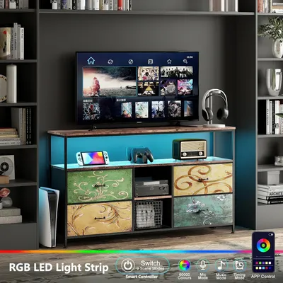 Obrázek produktu pro TV skříňka – TV stolek – 108 × 30 × 78 cm – 4 zásuvky – nastavitelné police – moderní design – do obývacího pokoje – vyžaduje montáž – vícebarevná
