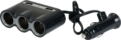 Zdjęcie produktu dla 3-drożna wtyczka rozdzielacza zapalniczki + 2x port USB