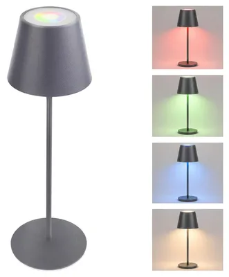 Produktbild von LED Akku Tischleuchte Anthrazit IP54 3,6W 170lm RGBW warmweiß 3000K Dimmbar