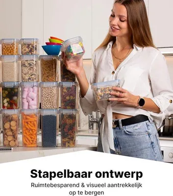 Produktbild von Famanu Vorratsbehälter Set 16-teilig - BPA-frei, stapelbar, luftdicht