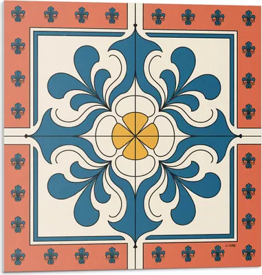 Immagine prodotto di Motivo folkloristico con fiori - Piastrelle autoadesive - Rivestimento - Pannello murale - Piastrelle in PVC - Piastrelle in vinile - Piastrelle in PCV - Autoadesivo - Decorazione murale - 20 pezzi 20 x 20 cm