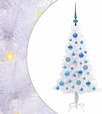 Image de vidaXL Sapin de Noël artificiel blanc 120 cm PVC et acier