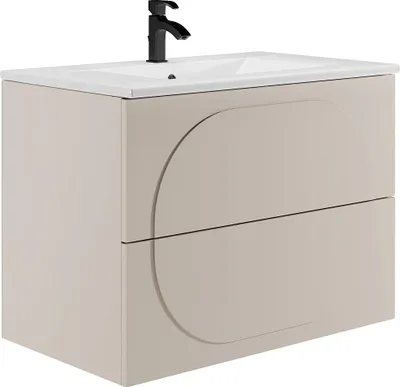 Produktbild von Badezimmer-Hängeschrank mit Einbaubecken - Beige - 80 cm - VUTOMA