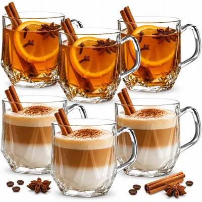 Produktbild von OMAGO Gläser für Kaffee Tee 300ml mit Henkel 12er Set