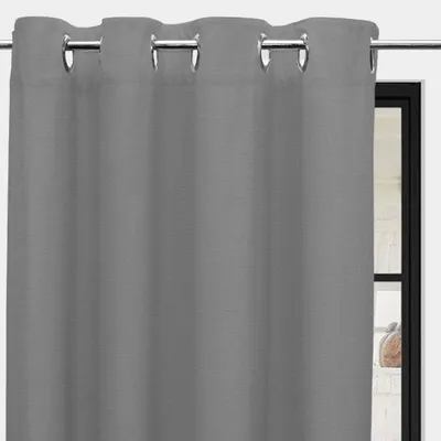 Panama-Vorhang mit Ösen, Baumwolle, Grau, 140x250 cm