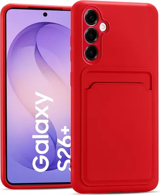 Produktbild von Handyhülle für Samsung Galaxy S26 Plus Hülle Silikon Schutzhülle mit Kartenfach Slim Wallet Case, Rot