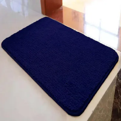 Obrázek produktu pro Koupelnová rohož, protiskluzová, savá, měkká, huňatá, 90 x 120 cm, tmavě modrá
