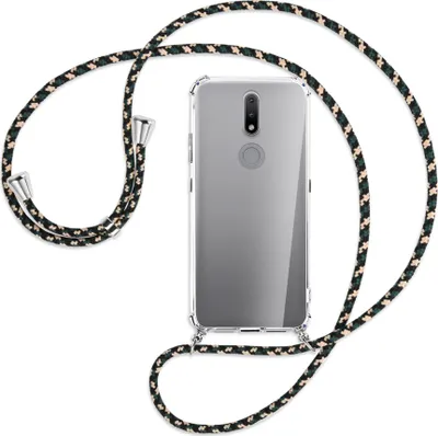 Produktbild von Handykette Backcover-Schutzhülle mit Band (Metall silberfarben) für Nokia 2.4 - camouflage