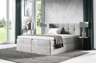 Produktbild von Boxspringbett Schlafzimmerbett BURGOS 200x200cm Stoff Fresh Grau
