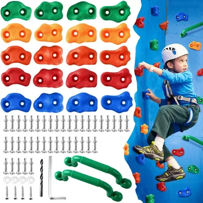Produktbild von Klettergriffe Set von 20 Stück für DIY Kletterwand mit Schrauben und Montagezubehör