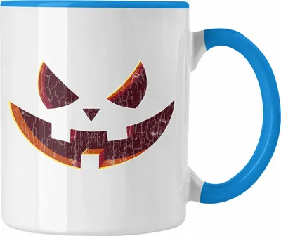 Produktbild von Trendation - Halloween Tasse Kürbis Dekoration Becher Kürbis Gesicht (Blau)