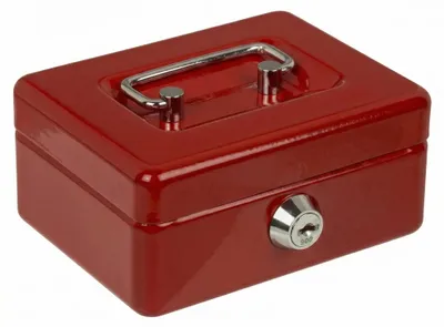 Immagine prodotto di Cassetta portavalori rossa, 12,5 x 9,5 x 6 cm, con chiusura a chiave