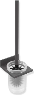 Produktbild von HEWI WC-Bürstengarnitur, Metall, pulverbeschichtet, Einsatz aus Glas, satiniert, in HEWI Farbe SC (Dunkelgrau Perlglimmer tiefmatt)