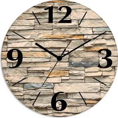 Produktbild von ARTland Glas Wanduhr Funkuhr - schwarzer Zeiger Braune alte Ziegelmauer Größe: 30x30 cm