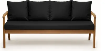 Produktbild von Gartenkissen Set schwarz – 170x60 + 4x50x56 cm Gartenkissen für ein 2-3-Sitzer-Sofa  Weiche Auflagen für Rattan/Polyrattan – Abnehmbare Bezüge