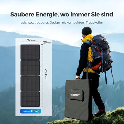 Immagine prodotto di Pannello solare - Pannello fotovoltaico - Pannello solare pieghevole - Pannello solare portatile - Pannello a celle solari - Potenza: 300W