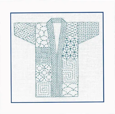 Produktbild von Le Bonheur des Dames Stickpackung "Sashiko Kit Kimono Weiß", Zählmuster, 14,5x14,5cm