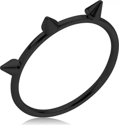 Produktbild von viva-adorno Gr. 67 (21,3 mm Ø) Edelstahl Ring Damen Ring Spikes Dornen Punk schwarz beschichtet schmal Gothic RS62,