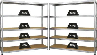 Produktbild von Mega Deal | 2x Schwerlastregal Giant Elephant | HxBxT 180x180x45cm | Fachlast 200kg | Verzinkt