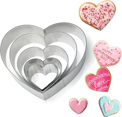Produktbild von Plätzchenausstecher 5 Stücke, Herzform, Edelstahl, für Valentinstag