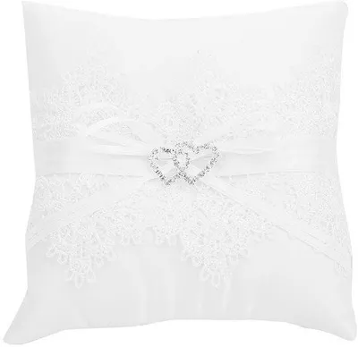 Produktbild von Satin-Blumen-Kissen für Hochzeit - Parel-Strick-Design - Ringkissen - Ivoorkissen - Satin-Material - Hochzeitsdekoration