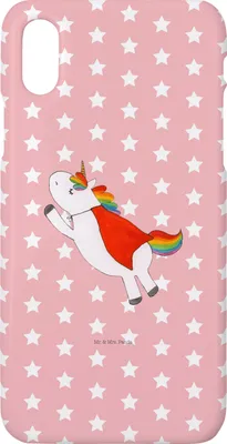 Produktbild von Mr. & Mrs. Panda Iphone 10 Handyhülle Einhorn Super - Rot Pastell - Geschenk, Freundin, Cover, Handy, Held, Unicorn, X, Superheld, Einhörner, Hülle