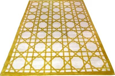 Produktbild von Casa Padrino Luxus Teppich aus Neuseeland Wolle Gelb / Creme 170 x 240 cm - Handgetufteter Wohnzimmerteppich