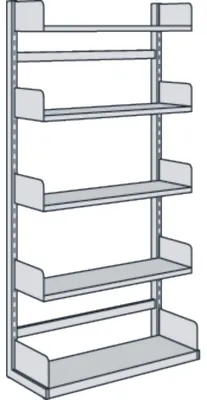 Produktbild von Bibliotheks-Regal Univers einseitig Grundfeld 100x40x200cm mit 5 Böden lichtgrau