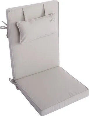 Produktbild von LILENO HOME Gartenstuhl Auflagen mit Kopfkissen [1er Set - Hochlehner] in Creme - Sitzauflagen für Gartenmöbel - Stuhlkissen für Gartenstühle und Klappstühle DUB