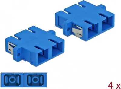 Image de Coupleur fibre optique SC Duplex femelle vers femelle monomode bleu 4 pièces