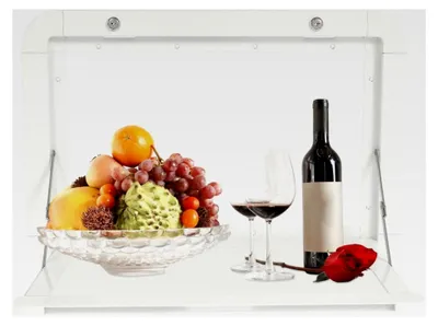 Produktbild von Klappbarer Picknicktisch 51 x 33 cm mit abschließbarem Wandtisch-Set aus Aluminiumlegierung für Transporter, Lastwagen, Wohnmobile (Weiß)