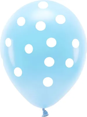 Produktbild von Öko-Luftballons 33 cm Pastell, Punkte, blau (1 Packung / 6 Stück)