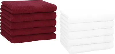 Produktbild von Betz 10 Stück Gästetücher 30x50 cm PREMIUM 100% Baumwolle Set Farbe: dunkelrot und weiß